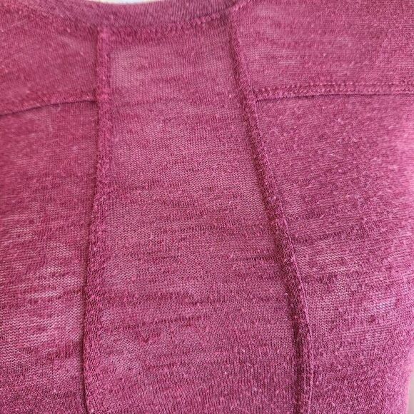 Women's small hybrid Burgundy wine semi-sheer short sleeve flowy boho blouse - Picture 5 of 5